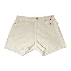 7 FOR ALL MANKIND Womens White Jean Shorts 28 High Rise Cut-Off Frayed Hem NWT‎